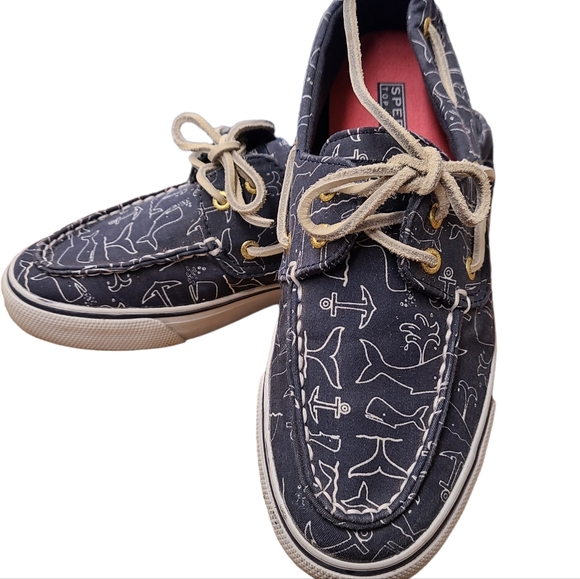 Sperry Topsiders Blue Whale print Size 7.5 - Picture 5 of 8